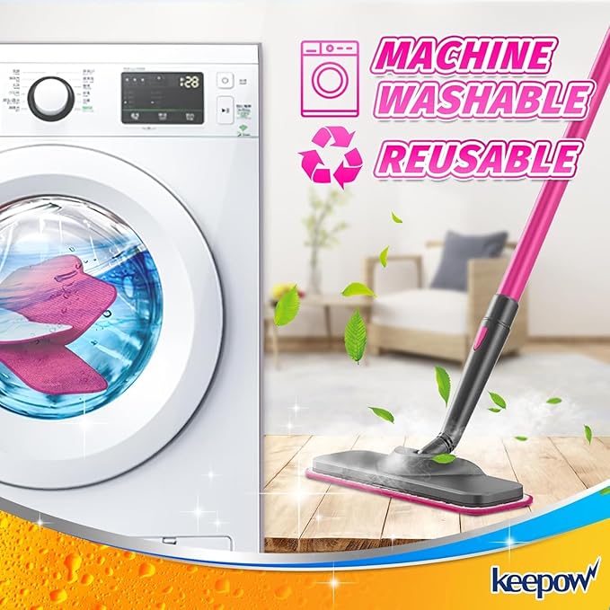 KEEPOW Microfiber Steam Mop Pads Compatible with Schenley Steam Mop 7 in 1, Washable and Reusable Mop Replacement Pads Steam Cleaner Attachments for Multi Surface Floor 2 Pack