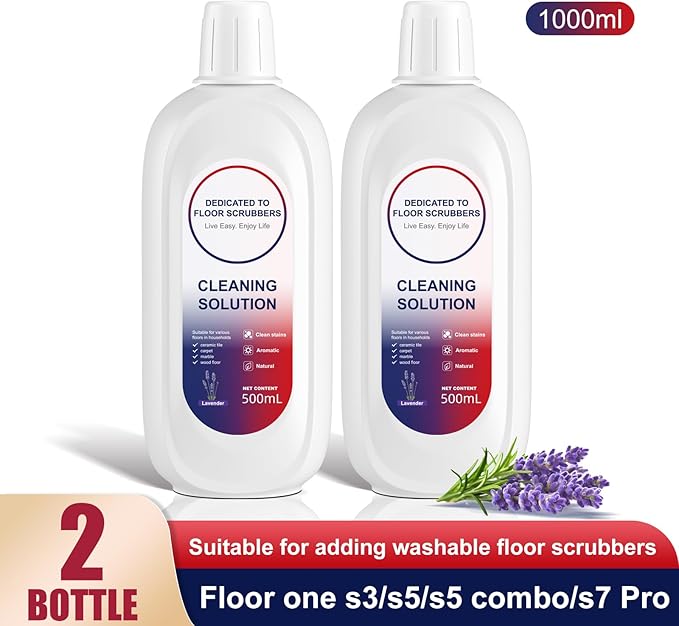 Nukisa Floor Cleaning Solution Compatible With Tineco, Deep Cleans for Multiple Hard Floors, Suitable With All Robot Vacuums with Mopping and Cordless Wet/Dry Vacuum Mop Cleaner (Lavender 2 Bottle)
