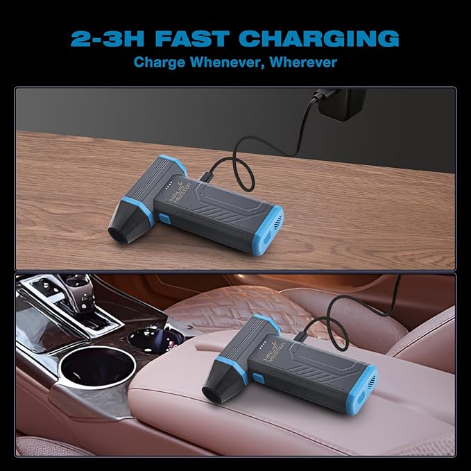 Compressed Air Duster, Hausmeister Airflex Mini - 120,000 RPM Electric Air Duster, Reusable Cordless Blower Replaces Canned Air for Keyboard, PC, Car, Electronics Cleaning