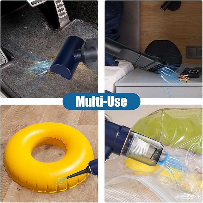 Car Vacuum Handheld Cordless Bug Vacuum Catcher for Adults, Rechargeable Vacuum Cleaner Air Duster with LED Light Multi-Nozzles for Car Home Office Garden Bug Sucker for Spider Beetle Insect (Blue)