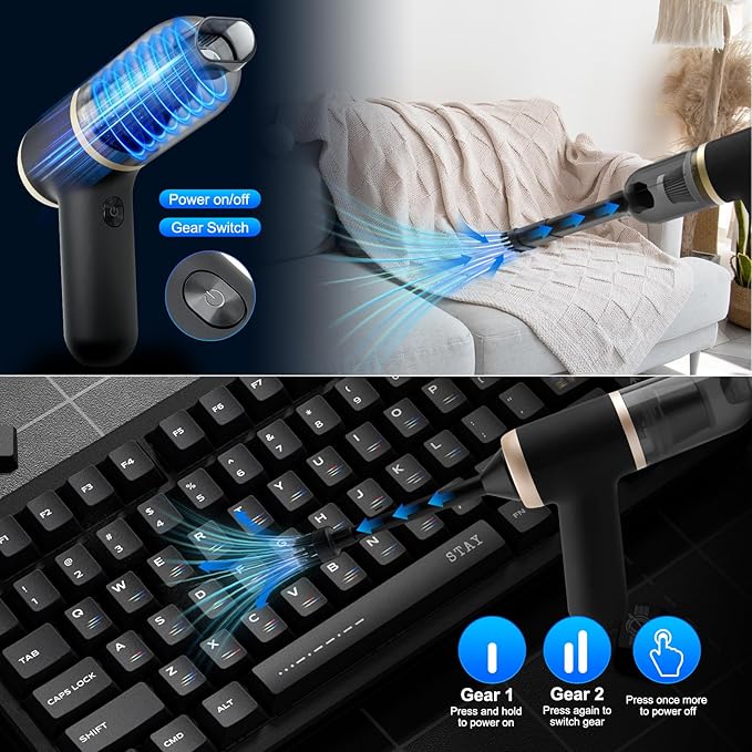 red mitochondria 2-in-1 Handheld Vacuum & Blower with 20000PA Suction – 0.76 lb Weighs Mini Vacuum Cleaner Cordless for Quick Car, Home, Hand Vac with HEPA Filter & 5 Attachments