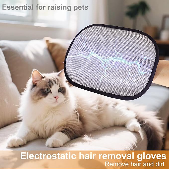 Rorodog 2- Pack Magic Brush Pet Hair Removal Gloves– Upgraded 5 Finger Reusable Electrostatic Grooming Tool for Dogs & Cats, Remove Dog/Cat Hair from Clothing, Furniture, Car Seats, Bedding.