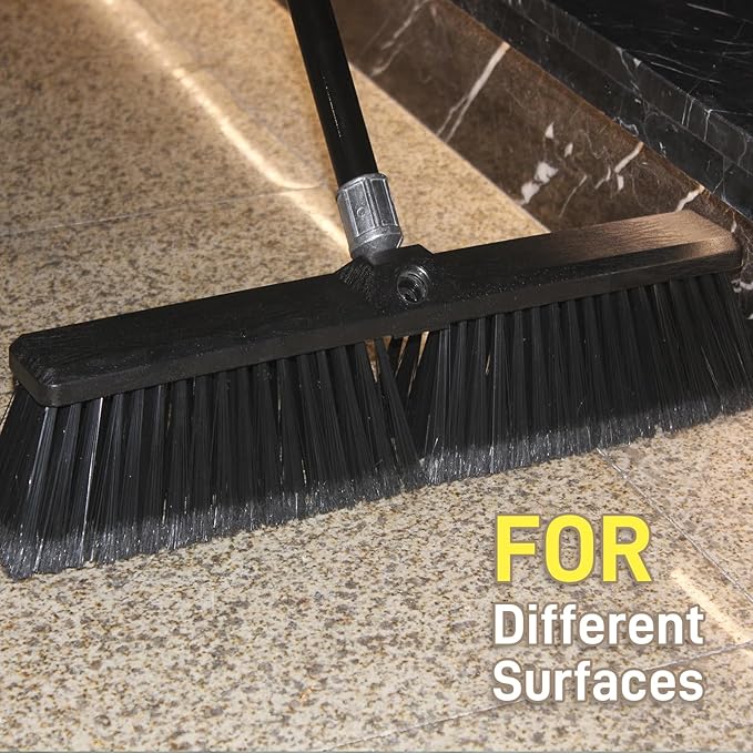 FRAXIR Push Broom Head Outdoor Large Stiff Bristle - Excellent Cleaning Performance- Easy Installation (18 inches)