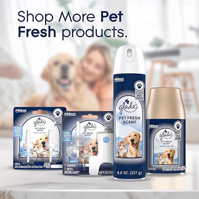 Glade Air Freshener Room Spray, Pet Fresh Scent, Odor Fighting to Deliver Long Lasting Freshness, 8 Oz, 6 Count
