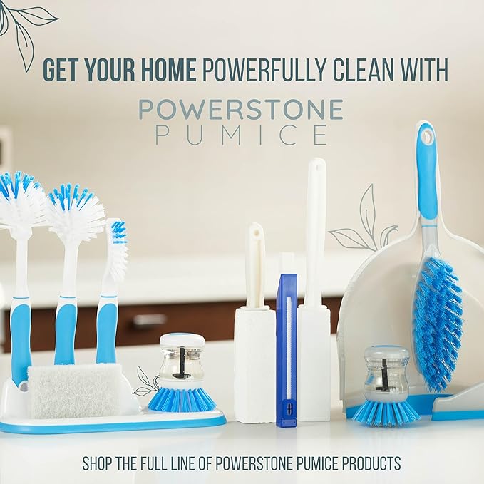 Powerstone Pumice Stone Toilet Bowl Cleaner with Handle (3-pack) - A Reliable and Harmless Solution for Cleaning Limescale Deposits & Hard Water Stains on Toilets, Grills, Tiles, Grout & Pools