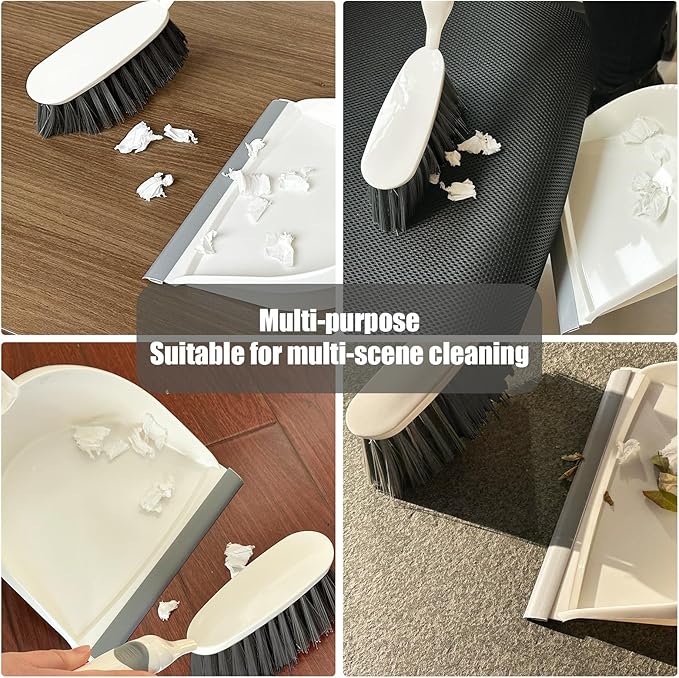 Dust pan Broom, Dust pan and Brush Set 2 Pack, Broom Sets Small, Mini Brush and Dustpan Set, Compact Hand Broom and Dustpan Set for Kitchen, Desktop, Sofa, Animal Cage