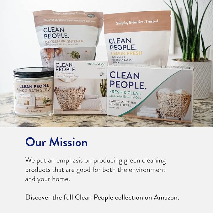 The Clean People Laundry Detergent Pods - Recyclable Packaging, Hypoallergenic, Stain Fighting - Ultra Concentrated, Laundry Soap - Baby (Unscented), 32 Pack