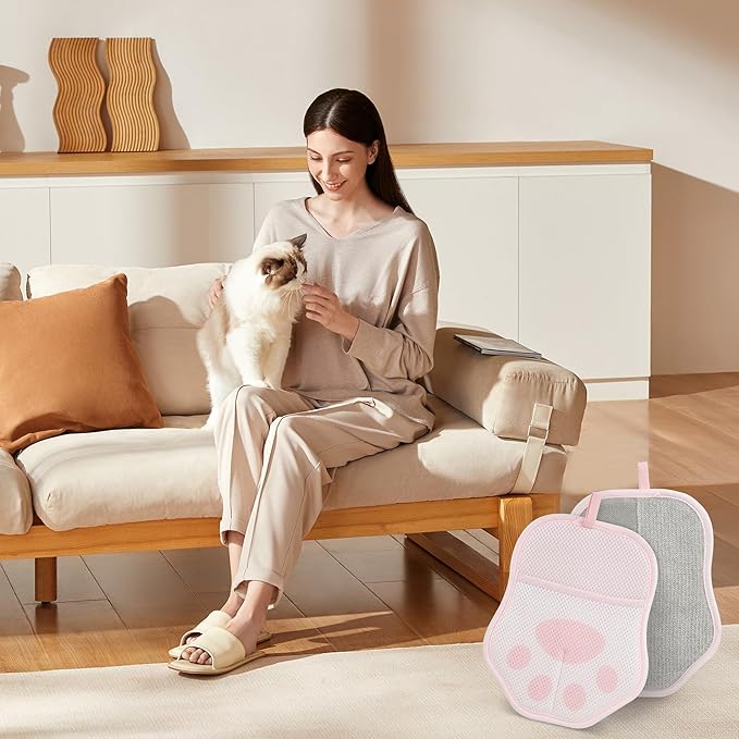HASSLICKIT Paw-Shaped Pet Hair Removal Glove – Electrostatic Cat & Dog Hair Remover for Furniture, Clothes, Carpet & Car Seats – Cute Reusable Multi-Surface Lint & Fur Removal Tool (Pink)