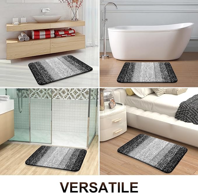 OLANLY Bathroom Rugs Mat 24x16, Extra Soft Absorbent Microfiber Bath Rugs, Rubber Backing, Quick Dry, Machine Washable Bath Mats for Bathroom Floor, Tub and Shower, Home Decor Accessories, Black