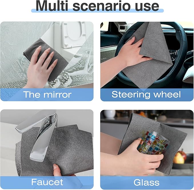 TEESOD 10 Pcs Thickened Magic Cleaning Cloth, Microfiber Streak Free Cleaning Cloths Reuseable Magic Cleaning Wipes for Windows Glass