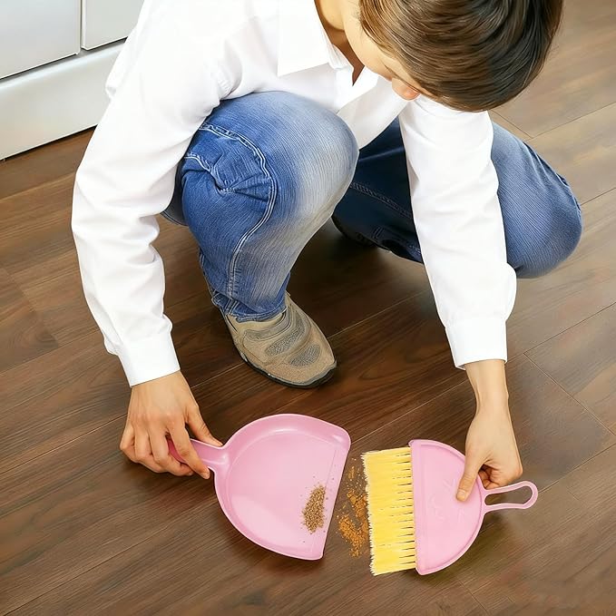 Ouligay Small Dustpan and Brush Set Mini Handheld Broom and Dustpan Set Portable for Home, Sofas, Kitchen countertops, Storage Shelves, Office desks, bathrooms, and pet Areas