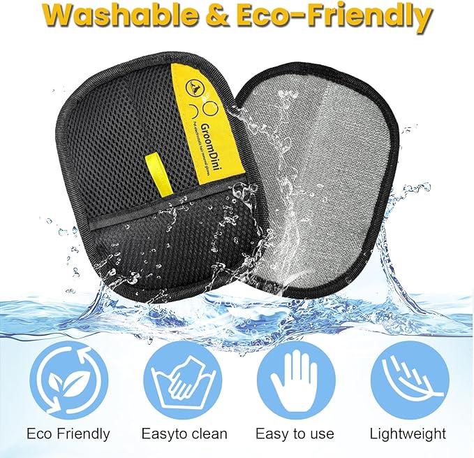 HYSHLC 2 Pcs Pet Hair Removal Glove, Magic Brush Pet Hair Remover Electrostatic Pet Hair Remover Glove for Deshedding, Grooming, Cat Dog, Reusable & Washable (Black) degign for Sofa Car Seat Clothing