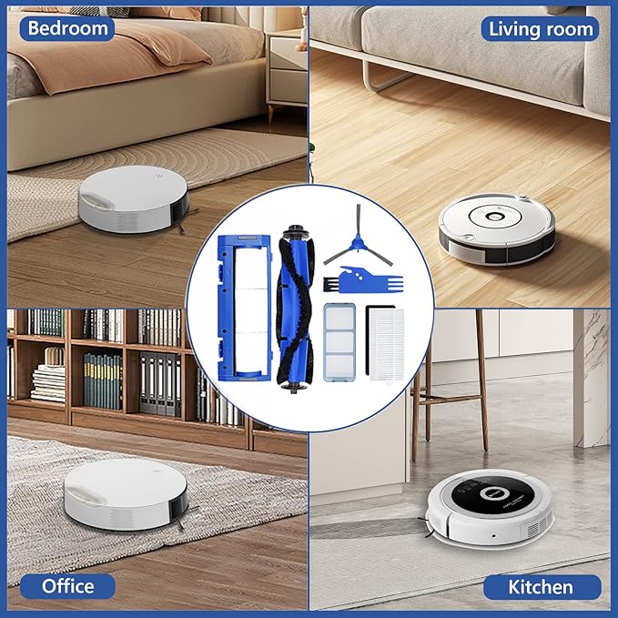 CERO 25 Pack Replacement Parts Compatible with Eufy RoboVac 11S, 25C, 15C, 30, 30C, 12, 35C, 15T Robot Vacuums, 2 Rolling Brushes, 10 Filter Sets, 10 Side Brushes, 1 Pre Filters, 1 Protector Cover