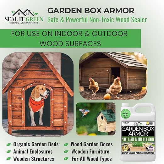 Seal It Green Cedar Garden Box Sealer-Plant Based, Non-Toxic and Non-Leaching Garden Bed Wood Sealer. Helps Protect Cedar & All Wood Types Used for Raised Bed Gardens. Zero Toxic Chemicals (
