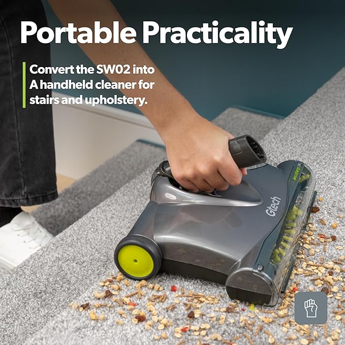 Gtech SW22 Cordless Lithium Carpet and Hardwood Floor Sweeper - Cordless Adjustable Vacuum - Up to 90 Minutes of Runtime - Rechargeable 7.4v Li-ion Battery - Lightweight (3 lbs.)