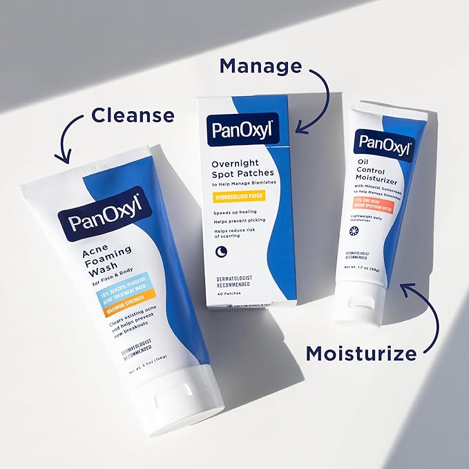 PanOxyl Acne Foaming Wash Benzoyl Peroxide 10% Maximum Strength Antimicrobial, 5.5 Oz (Pack of 2)