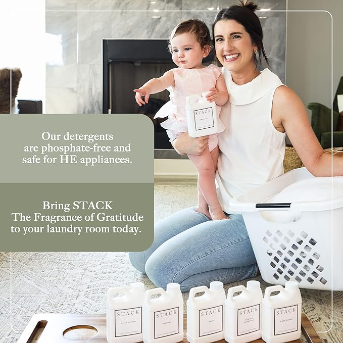 STACK Luxe Lavoir Luxury Laundry Detergent - Premium Scented Laundry Detergent for HE & Standard Washers - Infused with Lavender & Musk - Paraben & Dye Free - Gentle & Effective Cleaning - 16 oz