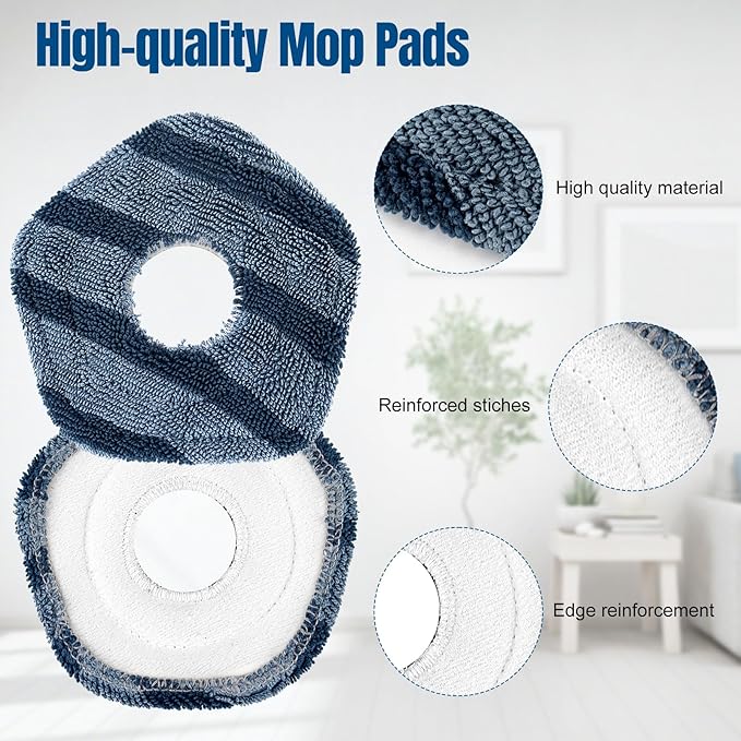 Chuancheng 6 Pack Reusable Mop Pads for EU-fy X10 Pro Omni for EU-fy X9 Pro Robot Vacuums, Replacement Washable Mopping Cloth Mop Pads