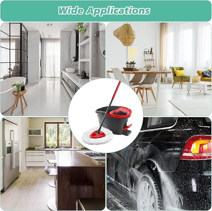 12 PCS Spin Mop Replacement Head,100% Microfiber Mop Refills Head Compatible with Cedar Mop Replace, 360 Degree Micro Spinning Mop Replace Head for Easy House Cleaning Floor Mopping