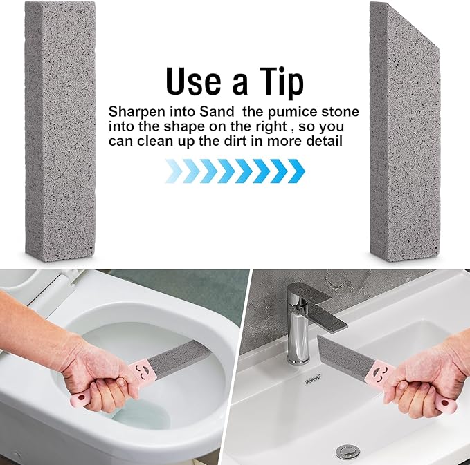Navona 34 Pack Pumice Stone Scouring Sticks with 3 Universal Handles, Grey Pumice Stone for Cleaning Toilets, Bathrooms