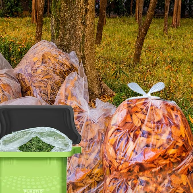 BEIDOU-PAC 40-45 Gallon Lawn & Leaf Trash Bags, 125 Count Bulk, Heavy Duty Clear Plastic Recycling Bags, Multi-purpose Garbage Bags for Home Commercial, Outdoor, Construction, Industrial