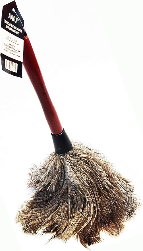 AAYU Premium 21" to 23" Feather Cleaning Duster | Natural Duster for House Cleaning Supplies | Feather Moping | Genuine Ostrich Feathers with Long Wooden Handle | Easy to Clean Dust (50 cm)