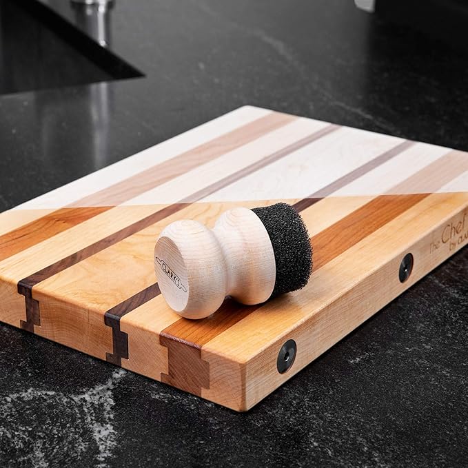 CLARK'S Cutting Board Care Kit - Includes Mineral Oil - Finishing Wax (6oz) - Applicator - Scrub Brush - Buffing Pad - Infused with Lavender and Rosemary Extract - Features Clark's Cutting Board Wax
