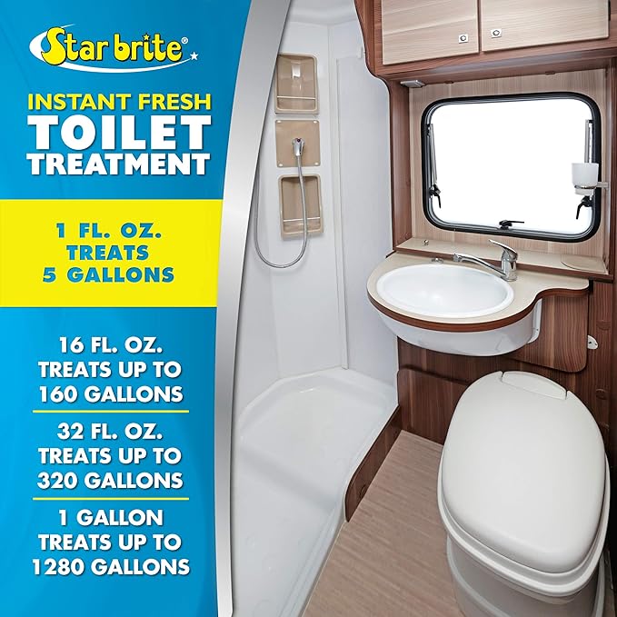 STAR BRITE Instant Fresh Toilet Treatment - Lemon Scent, Odor & Waste Control, 32oz (071732)