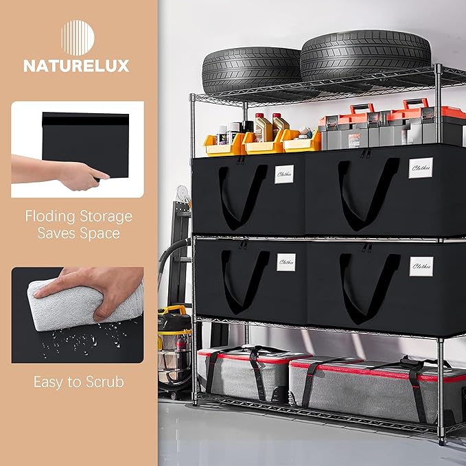 Heavy Duty Moving Bags - Extra Large Packing Bags and Storage Totes, Collapsible and Foldable Option for Moving and Storage, Black, 93 L - 18 Pack