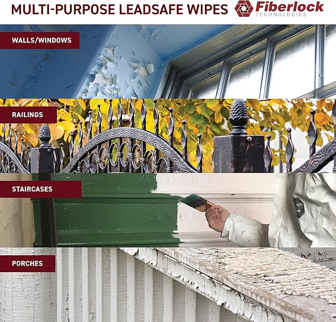 Fiberlock LeadSafe Dust Wipes, 90 Count, Controls & Removes Lead Dust, Ideal for Use Before & After Any Lead Abatement Project, Control Lead-Based Paint Dust Hazards