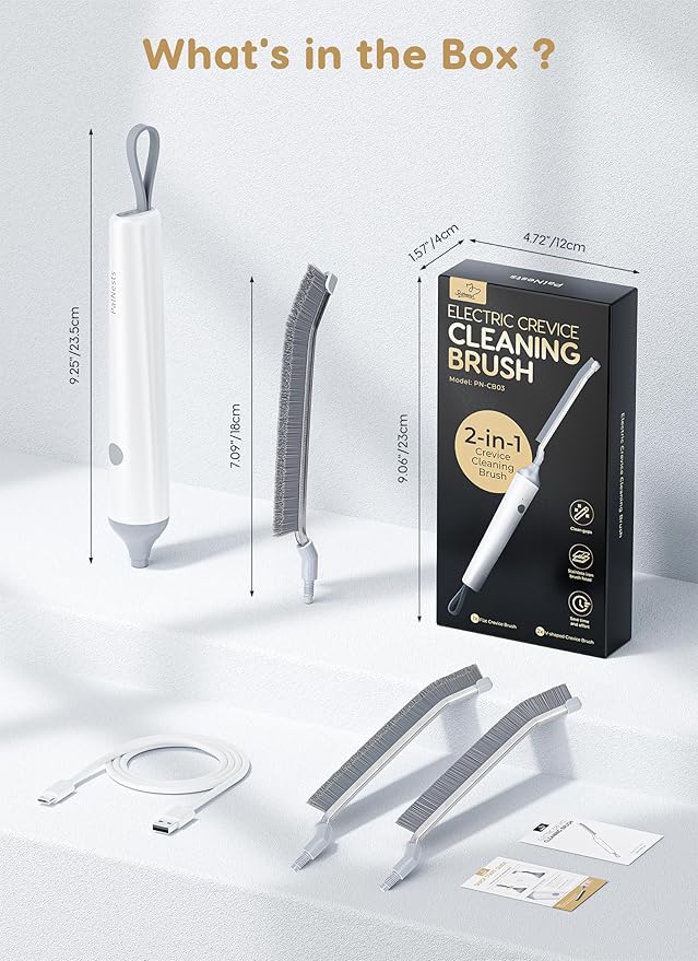 PalNests Reciprocating Deep-Clean Brush - Powered by Back-and-Forth Scrubbing Action & LED Light, 3-Speed 2-in-1 Hard and V-Shaped Bristles for Grout, Kitchen, Bathroom, Car, Pet Areas