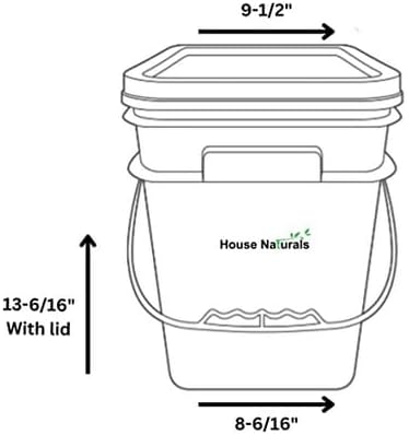 House Naturals 4 Gallon Square Buckets with lids- Made in USA Container- Pack of 10 (Aqua - Black lids)