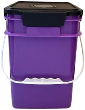 House Naturals 4 Gallon Square Buckets with lids- Made in USA Container- Pack of 10 (Purple - Black lids)