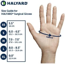 HALYARD Micro Surgical Gloves Sterile Polyisoprene Individually Wrapped Pairs Powder Free Medical Disposable Gloves, 7.9 mil, Size 6.0 Small, Green, SGL90060 (Box of 50 Pairs - 100 Total)