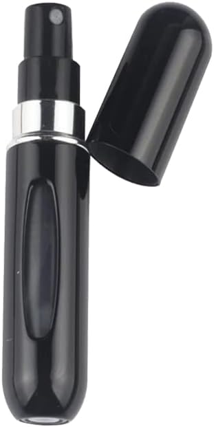 Portable Perfume Storage Bottle Refillable atomizer spray compact travel size up to 70 sprays easy refill fine mist TSA approved leak proof (Black)