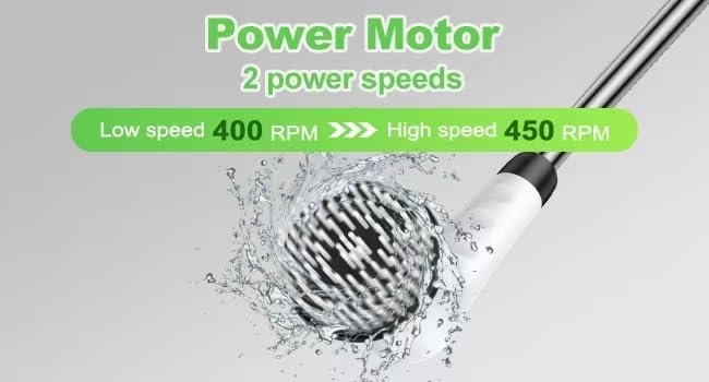 Electric Spin Scrubber, IP67 Waterproof Cordless Power Scrubber with Power LCD Display, 7 Replaceable Cleaning Brush Heads Dual Speed, Adjustable & Detachable Long Handle, Bathroom, Shower, Tub