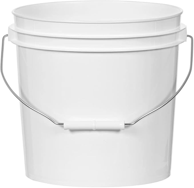 ATERET 2 Gallon White Bucket Only - All Purpose Pails - Food Grade - Made in USA - BPA Free Plastic (3 Pack)