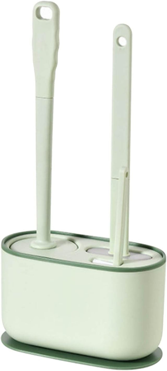 MOUMOUTEN Plastic Toilet Brush Set, Strawberry Green, Bathroom Accessories, Includes 2 Toilet Brushes & Holder