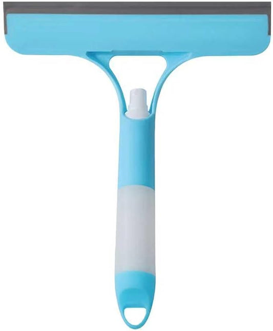CUNBIYINA 3 in 1 Window Cleaning Scraper Shower Squeegee for Glass Doors Mirror with Sprayer Squiggy for Windshield Cleaner Tool Washing Spray Home Floor Scraper(Blue)