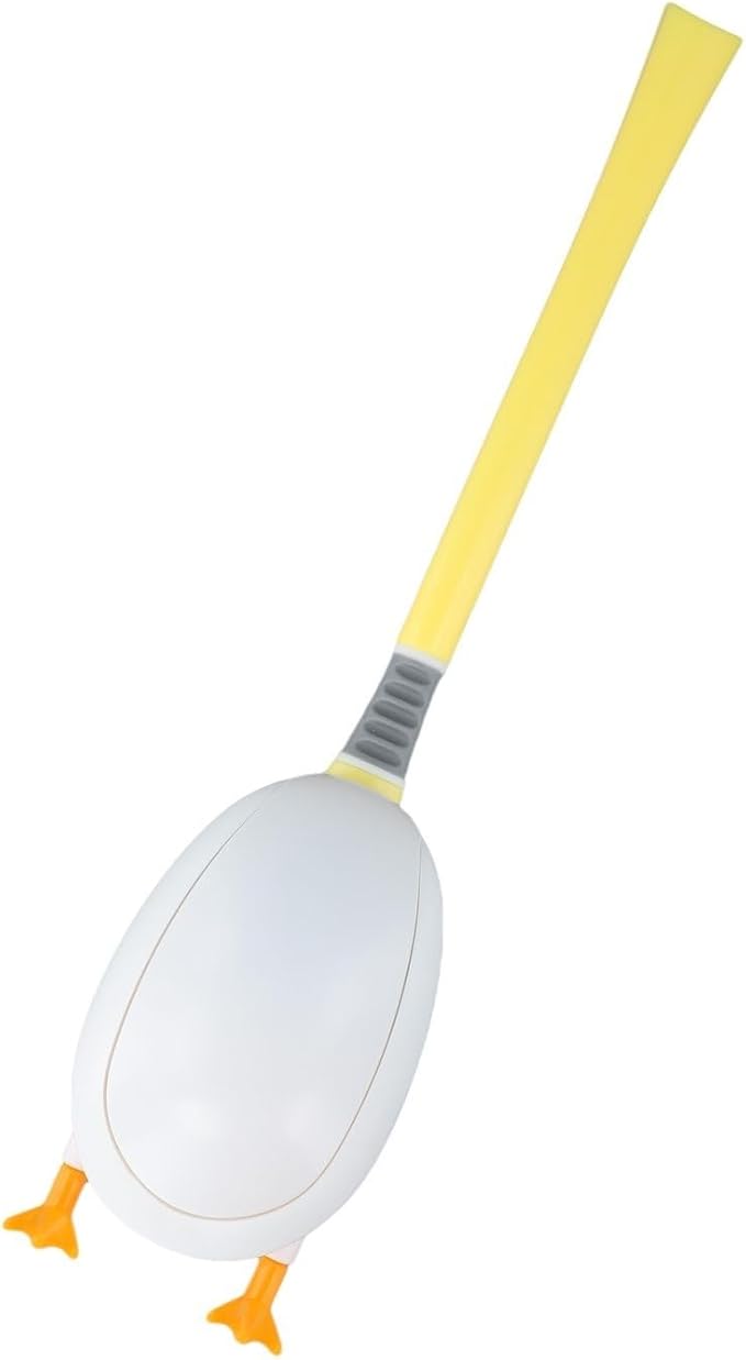 Duck Silicone Toilet Brush and Holder Set with 360° Curved Head for Deep Cleaning, Easy Storage, White/Yellow(Yellow)