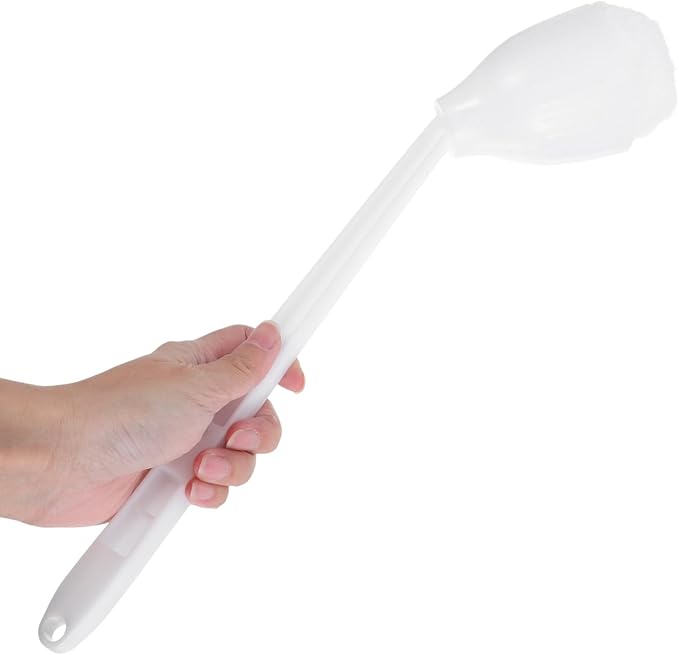STOBAZA Long Handled Toilet Brush with Soft Silicone Bristles for Deep Cleaning Under Rim and Toilet Bowl Bathroom Accessory 15.35 Inch