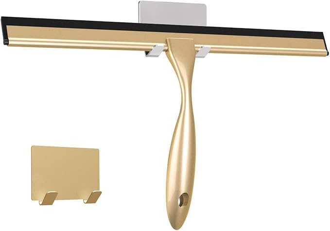 TopCharm Shower Squeegee for Doors & Windows, All-Purpose, Stainless Steel, 14 Inch, Golden