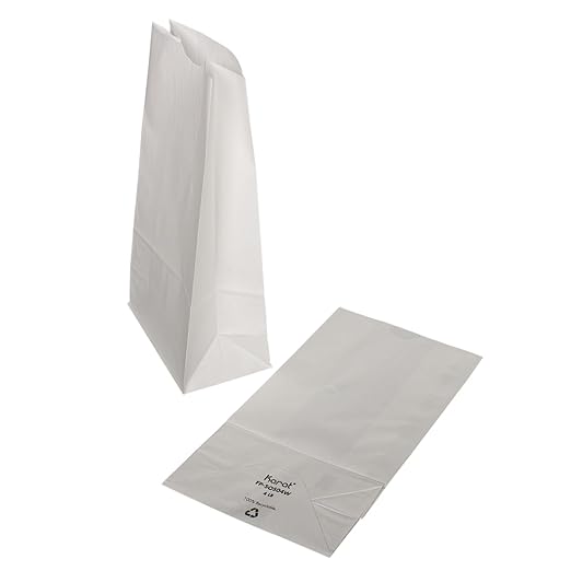 Karat 4lb Paper Lunch Bags - White, 2,000 Count - Versatile Paper Bags for Small Business, Snacks, Popcorns or Party Favor - Sturdy, Self-Standing, Reusable