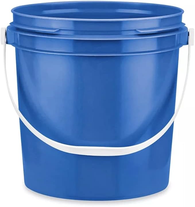 House Naturals 1 Gallon Plastic Bucket Container with Lid Blue Color Food Grade BPA Free Made in USA (Pack of 5 Buckets)