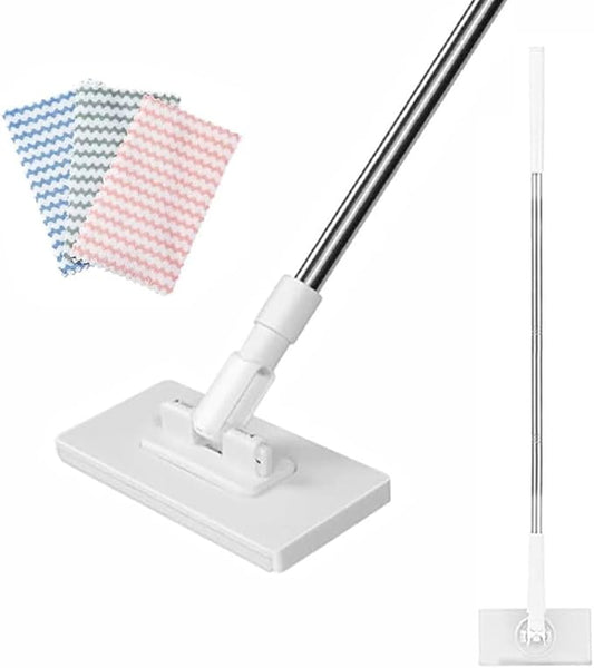 2026 Snap Grip Mini Mop Upgraded with 10 Pads| Zero Touch Hands-Free Cleaning Mop|27.5” & 36.5” Adjustable Handle Flat Dust Mop for Bathroom,Corners,Windows|No Wash, Wet & Dry Use (36.5”White)