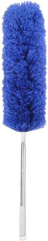 Ceiling Fan Feather Duster with Extension Pole, Cobweb & Corner Brush for Cleaning, Long Handle Aluminum Telescoping Pole, Washable, Blue, 250cm