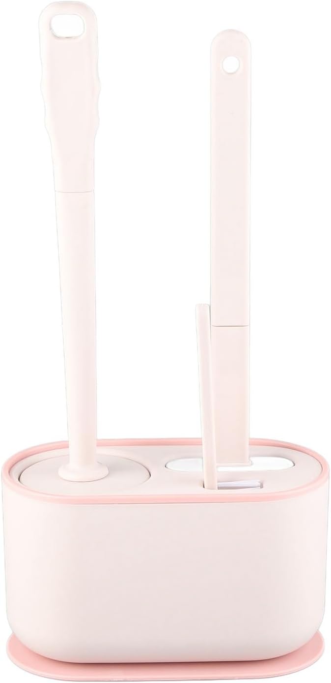 MOUMOUTEN Toilet Brush Set, Bathroom Accessories, Toilet Bowl Cleaners, Deep Cleansing Multifunctional Hanging Toilet Brush Set for Bathroom(Cherry Blossom Pink)