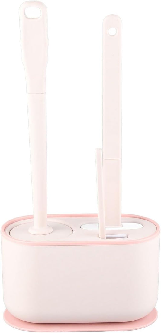 MOUMOUTEN Toilet Brush Set, Bathroom Accessories, Toilet Bowl Cleaners, Deep Cleansing Multifunctional Hanging Toilet Brush Set for Bathroom(Cherry Blossom Pink)