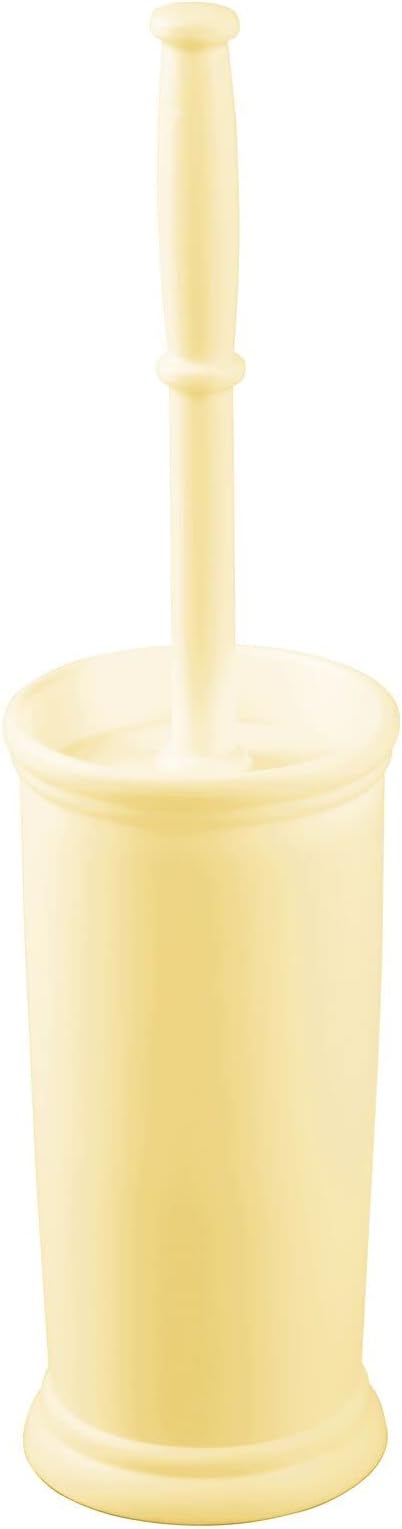 mDesign Toilet Bowl Brush and Holder - Covered Bathroom Brush - Standing Scrubber in Modern Holder - Space Saving, Deep Cleaning for Toilet - Hyde Collection - Light Yellow