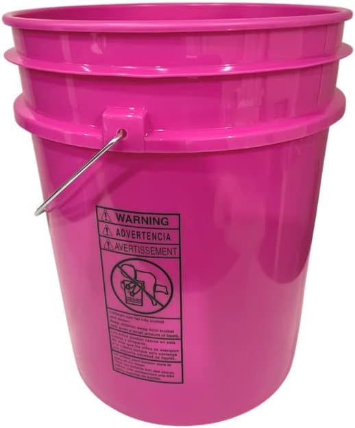 House Naturals 5 Gallon Magenta Pink Food Grade Bucket with Screw on Lid- Pack of 2- Made in USA containers